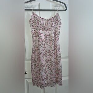 No Comment Y2K Floral Pink Floral Spaghetti Strap Dress Large